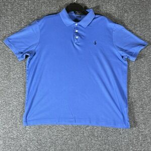 Polo Ralph Lauren Polo Shirt Blue Short Sleeve Classic‎ Fit Casual Mens XL